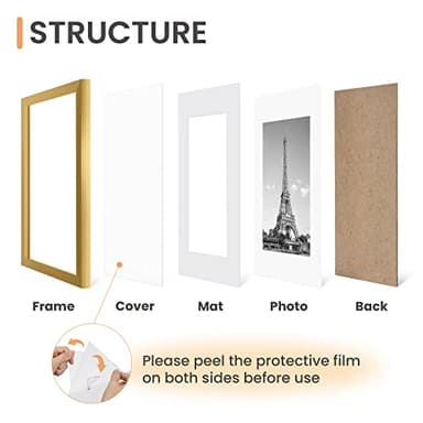 upsimples 16x20 Picture Frame Set of 5, Display Pictures 11x14 with Mat or 16 x 20 Without, Wall Gallery Poster Frames, Gold - Image 3