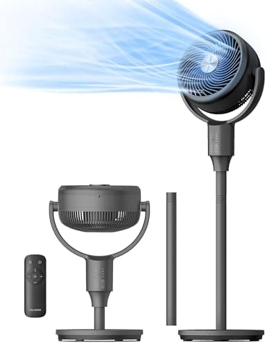 PELONIS Pedestal Fan, Air Circulator, Ultra OmniFlow (135°+90°Auto Oscillation), Quiet Floor Fan with 3 Speeds, Remote, 7H Timer, Memory Function, Adjustable Height, Standing Fan for Bedroom - Image 1