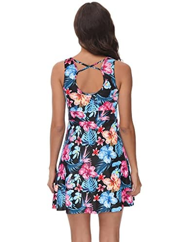 Kate Kasin Two Piece Swimsuits for Women Tummy Control Back Cross Flowy Swimdress Bathing Suits with Boyshorts Swimwear - Image 3