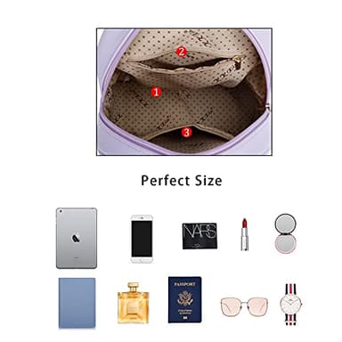 KKXIU Girls Small Backpack Purse Vegan Leather Mini Bookbag for Women Cute Teen Pompom Daypack (Small, Purple) - Image 6