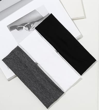 Headbands for Women Non Slip 16 Pack Elastic Sports Hair Bands for Women, Soft Cotton Cloth Headband for Workout Yoga Fashion Hair Accessories, Black White Gray Trendy Head Bands - Image 2