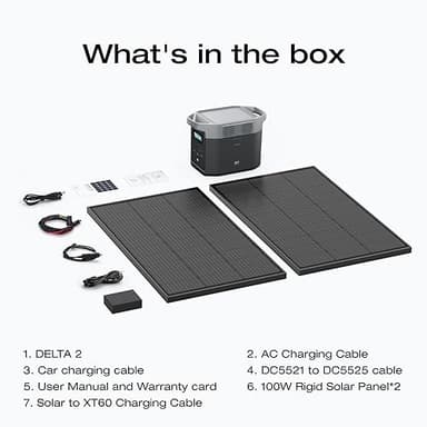EF ECOFLOW Solar Generators, DELTA 2 Portable Power Station with 2PCS 100W 12V Solar Panels, 1024Wh LFP Battery, Fast Charging, Power Station for Home Backup, Camping&RVs - Image 7