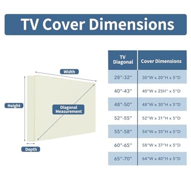 Easy-Going Outdoor TV Cover with Roll Up Front Flat - Waterproof & Weatherproof for 55-58 inch Flat Screen TV, Beige - Image 2