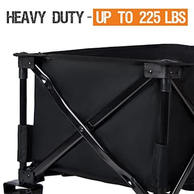 PORTAL Collapsible Folding Utility Beach Wagon Carts Heavy Duty with All Terrain Wheels for Outdoor, Camping, Garden, Shopping, Groceries, Foldable, Large Capacity, Portable, Black - Image 3
