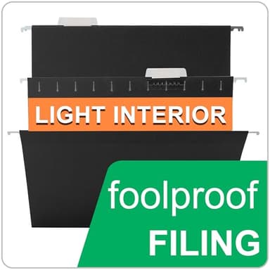 Black Hanging File Folders,25 Packs Letter Size File Folder,Designed for Bulky Files,Filing Cabinet,1/5 Adjustable Tabs for Office,School,Home - Image 4