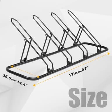 CyclingDeal Bicycle Floor Parking Rack Stand - for Mountain MTB Road Bike - Indoor Home Garage Storage - Adjustable 4 Bikes - Image 5
