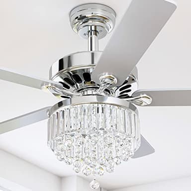 YITAHOME Chandelier Ceiling Fan with Remote, 52 Inch Crystal Fan Light, Indoor Fan Ceiling with 3 Speed, Silent Reversible Motor, Dual-Sided Blades, Timer, Balance Kit - Chrome - Image 1