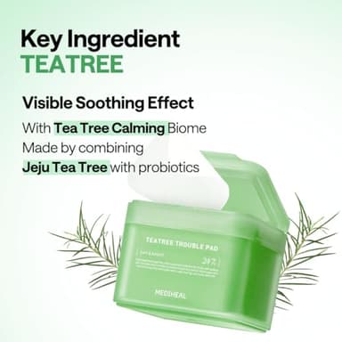 MEDIHEAL Teatree Trouble Facial Toner Pads with Tea Tree & Lactobacillus - Calming & Soothing for Sensitive & Acne Prone Skin - Vegan Face Gauze, 100 Pads - Image 5