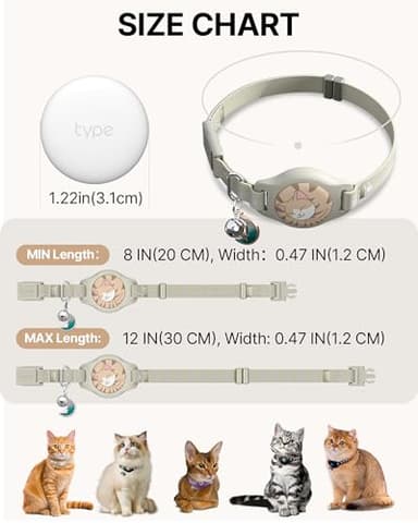 Cat Tracker Collar - Waterproof Airtag Cat Collar with Finder Tag (iOS ONLY), Compatible with Apple Find My, Breakaway Tractive Design with Reflective Pattern & Bell, Khaki(Not for Android Devices) - Image 5