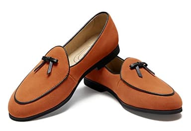 Journey West Suede Tassel Loafer for Women Slip-on Belgian Penny Loafers Shoes for Women Brown US 7.5 - Image 3