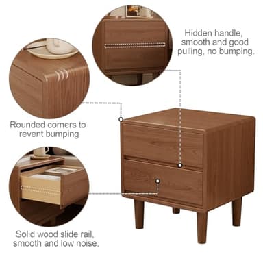 Walnut Nightstand Solid Wood Night Stand,Mid Century Modern Nightstand,Modern Night Stand,Solid Wood End Table for Bedroom,Living Room,Walnut Bedside Table - Image 4