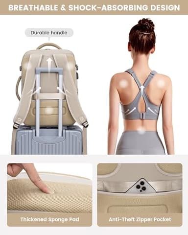 LOVEVOOK Large Travel Backpack for Women, TSA Carry on Backpack for Airplanes, 40L Personal Item Travel Bag for Women fits 17" Laptop,Waterproof Carry on Bag Airplane Approved with 3 Packing Cubes - Image 8