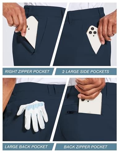 PULI Mens Golf Shorts 7 Inch Inseam Business Dress Casual Stretch Work Hiking Quick Dry Lightweight with Pockets Navy 34 - Image 4