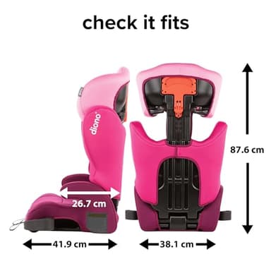 Diono Cambria 2 XL, Dual Latch Connectors, 2-in-1 Belt Positioning Booster Seat, High-Back to Backless Booster, Space and Room to Grow, 7 Headrest Positions, 8 Years 1 Booster Seat, Pink - Image 13
