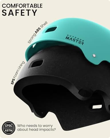 OutdoorMaster Skateboard Cycling Helmet - Two Removable Liners Ventilation Multi-Sport Scooter Roller Skate Inline Skating Rollerblading for Kids, Youth & Adults - Image 2