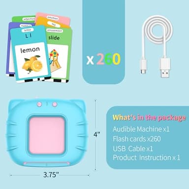 Eaever 520 ABC Sight Words Talking Flash Cards, Christmas Birthday Gift for 2 3 4 5 6 Year Old Boys and Girls, Preschool-Learning-Activities, Toddler Educational Toys for Ages 1-6 Kids, Blue - Image 6