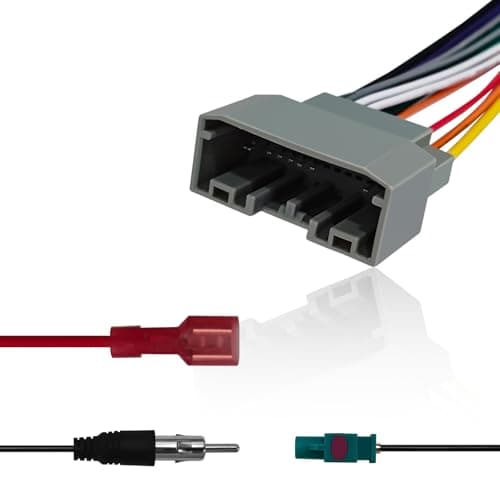 QKYS 3PCS Car Radio Stereo Wiring Harness Kit, Radio Wiring Harness Adapter Connector, Car Audio DVD Modified Power Speaker Cable with Antenna Adapter Connector (Multicolored) - Image 1