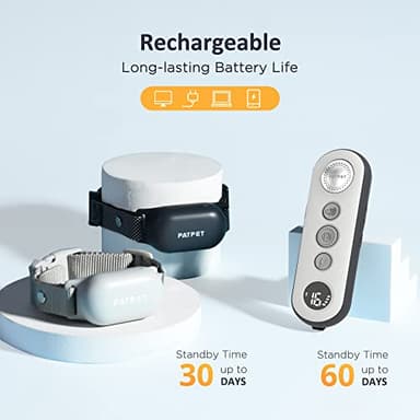 PATPET Shock Collar for Dogs(10-120lbs), 4000ft Rechargeable IPX7 Waterproof Training Collar with Remote for 2 Dogs- Electric Dog Collar for Small Medium Large Dogs 2 Packs - Image 3