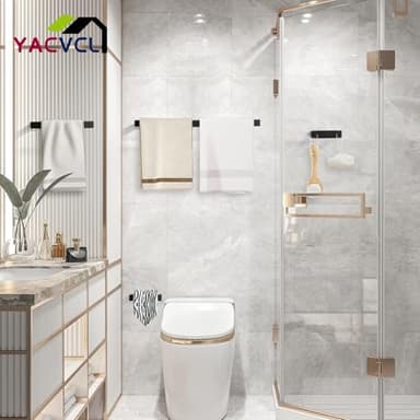 YACVCL 4-Piece Matte Black Bathroom Hardware Accessories Set, Bath Towel Bar Set SUS304 Stainless Steel, Round Towel Racks for Bathroom Wall Mounted - Image 7