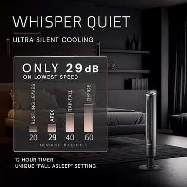 LASKO Apex Tower Fans Oscillating Quiet 42" - 29 ft/s Airflow, 28 dB, 90° Oscillation, 12H Timer, Air Filter for Hair & Dust, Remote, Black, Floor Fans for Home Bedroom, RST200 - Image 4