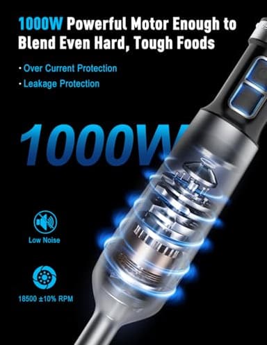 1000W Powerful Immersion Blender handheld, 2025 New Update Hand Blender with 25-Speed, Scratch-Resistant Corded Hand Mixer with Heavy-Duty Copper Brushless Motor and Gift Box - Image 2