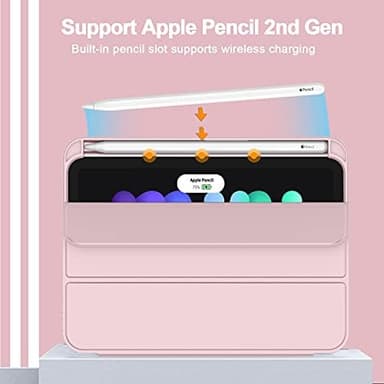 ZryXal for iPad mini 7 Case A17 Pro 2024/iPad Mini 6 Case 2021 8.3 Inch with Pencil Holder, iPad mini 7th/6th Generation Case with Soft TPU Back and Auto Sleep/Wake, Pink - Image 3
