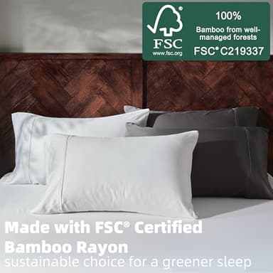 GOKOTTA Queen Sheet Set 4 Pcs,100% Rayon Derived from Bamboo Sheets,Cooling Sheets Queen for Hot Sleepers,16 Inch Deep Pocket Queen Size Bed Sheets with Elastic Corner Straps,Silky Soft -Bright White - Image 2