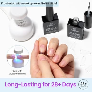 Beetles 9 in 1 Gel Nail Glue for Acrylic Nails Tips, 2 Pcs 10ml Super Strong Nail Glue for Clear False Nails Tips Base Coat Rhinestones Blooming Art Christmas Nails Long Lasting U V Light Cure - Image 3