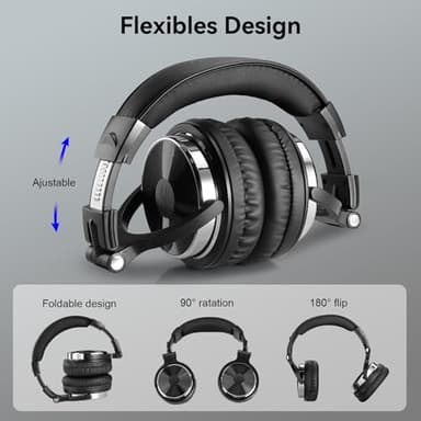 OneOdio Wired Over Ear Headphones Hi-Res Studio Monitor & Mixing DJ Stereo Headsets with 50mm Drivers and 1/4 to 3.5mm Jack for AMP Computer Recording Podcast Keyboard Guitar Laptop - Black - Image 8