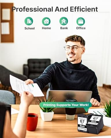 67 Ink 67XL Black Ink Cartridge Compatible for HP Ink 67 XL for HP DeskJet 2855e 2827e 2755e 2700e 2755 2755e 2742e 4100 4100e 4155e 4152 4152e Envy 6000 6400 6400e 6055e 6052e 6455e 6458e (2-Black) - Image 7