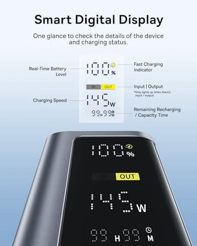 Baseus Laptop Power Bank, 20800mAh 145W Portable Charger USB C with 4 Ports, Digital Display, Travel Powerbank Fast Charging for MacBook, iPhone 17/16 Series, iPad, Samsung, Dell (Flight-Approved) - Image 4