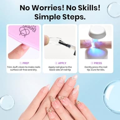 Beetles 9 in 1 Gel Nail Glue for Acrylic Nails Tips, 2 Pcs 10ml Super Strong Nail Glue for Clear False Nails Tips Base Coat Rhinestones Blooming Art Christmas Nails Long Lasting U V Light Cure - Image 4