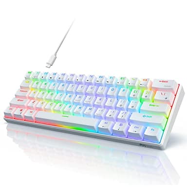 RK ROYAL KLUDGE RK61 60% Gaming Keyboard, Wired RGB Mechanical Keyboard with No-Conflict 61 Keys, Hot Swappable PC Game Keyboard for Windows Mac, Quiet Red Switch-White - Image 1