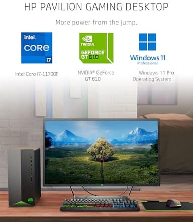 HP Pavilion Tower Desktop Computer, Intel 8-Core i7-11700F up to 4.9GHz, 32GB DDR4 RAM, 1TB PCIe SSD, GeForce GT 610 2GB, WiFi 6, Bluetooth, Type-C, RJ-45, HDMI, Windows 11 Pro, WE/PGPY - Image 4