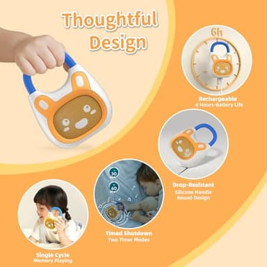 alilo Pocket Bunny Portable Kids Music Player, Musical Toys for Toddlers 1-3-5, Preloaded 120+ Stories/Music/Lullabies/White Noise,High Fidelity Sound Travel Bluetooth Speaker (with Strap and Ring) - Image 5