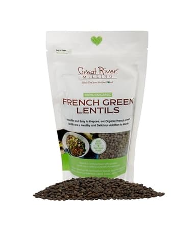 Great River Milling Organic French Green Lentils | Plant Based Organic Protein | Gluten Free | Kosher | Vegan | Organic Fiber | Heart Healthy Certified by American Heart Association, 1Lb. (Pack of 1) - Image 1
