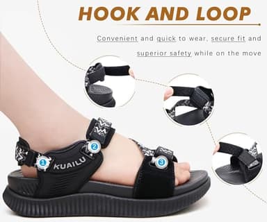 KuaiLu Walking Orthopedic Sandals Womens Comfortable Arch Support Hiking Sandles Plantar Fasciitis Athletic Sport Recovery Cushion Summer Travel Outdoor Open Toe Water Shoes Black Size 7.5 - Image 5