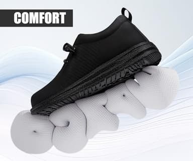 LARNMERN Waterproof Steel Toe Loafers Women Slip On Shoes Lightweight Comfortable Walking Safety Work Flats Sneakers(8 Women, Black) - Image 7