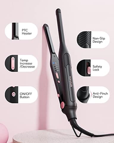Wavytalk 3/10" Small Flat Iron, Pencil Flat Iron for Short Hair, Pixie Cut and Bangs, Curling Iron for Short Hair, Mini Hair Straightener for Edges with Anti-Pinch Design, Tiny Hair Straightener - Image 7