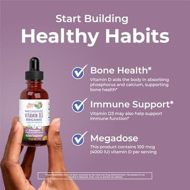 MaryRuth Organics Vitamin D3 Liquid Drops | Megadose 4000 IU | USDA Organic Liquid Vitamin D Spray for Adults & Kids | Immune Support & Bone Health | Vegan | Gluten Free | Non-GMO | 30 Servings - Image 5