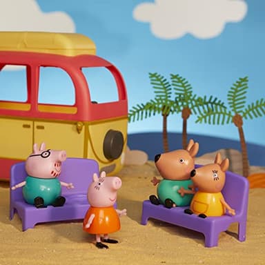 Peppa Pig Peppa Visits Australia Campervan Vehicle Preschool Toy with Rolling Wheels; Includes 8 Figures, 4 Accessories, for Ages 3 and Up (Amazon Exclusive) - Image 8