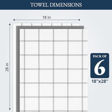 LANE LINEN Cotton Kitchen Towels and Dish Cloths Set, 6-Pack – Absorbent, Quick-Drying Dish Towel, 18" x 28", Soft, Premium Hand and Tea Towels - Grey - Image 3