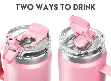 Meoky 32 oz Tumbler with Handle, Insulated Tumbler with Lid and Straw, Stainless Steel Travel Mug, 100% Leak Proof, Keeps Cold for 24 Hours or Hot for 8 Hours, Fits in Car Cup Holder (Flamingo) - Image 4