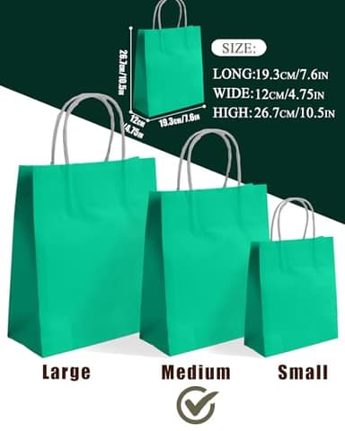 qiqee 30PCS Medium Gift Bag with Handles Bulk 11"x5"x8" Gift Bags Lake Green Bags Multiple Uses (Medium Size) - Image 4