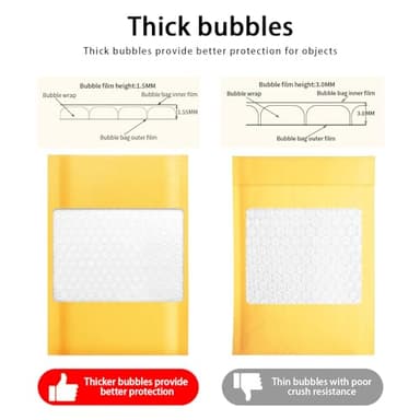 packbabol Kraft bubble mailers 10.5x15 Inch 50 Pack,Self-Sealing Paper Envelopes for Packaging,Strong Adhesion Envelope Mailers, Waterproof Cushioned Padded Shipping Bags Yellow #5 - Image 4