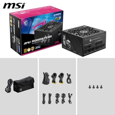 MSI MPG A1000GS PCIE5, Fully Modular Gaming 1000W Power Supply, 80+ Gold, Dual 12V-2x6 Cables, Server-Grade Capacitor, ATX 3.1 & PCIe 5.1 Ready, Low-Noise, Semi Digital, 10 Year Warranty - Image 7