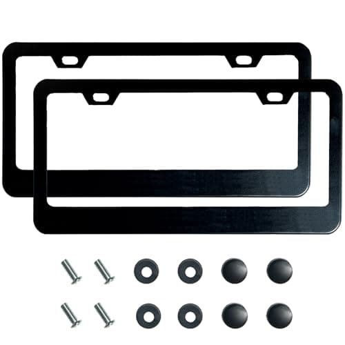 2PCS Matte Black License Plate Frames, 2 Holes Solid Rust-Proof Stainless Steel License Plate Holder, Lengnoyp Universal Car License Plate Cover for Women and Man with Screws Accessories - Image 1
