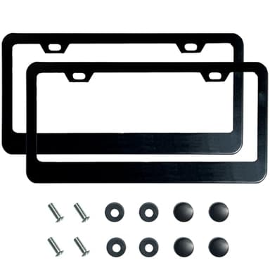 2PCS Matte Black License Plate Frames, 2 Holes Solid Rust-Proof Stainless Steel License Plate Holder, Lengnoyp Universal Car License Plate Cover for Women and Man with Screws Accessories - Image 1