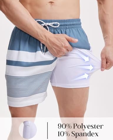 Gleeease Mens Swim Trunks with Compression Lined Short Bathing Suits for Men Phone Pocket 5 Inch Liner Men's Swimming Trunk - Image 3