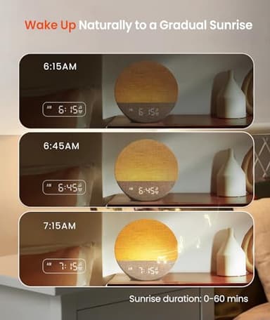 Dreamegg Sunrise 1 - Sunrise Alarm Clock, Sound Machine for Sleep, Customizable Sleep Routines, Dimmable Night Light, 29 Soothing Sounds, White Noise Machine, Wake Up Light for Bedrooms(Blue) - Image 5
